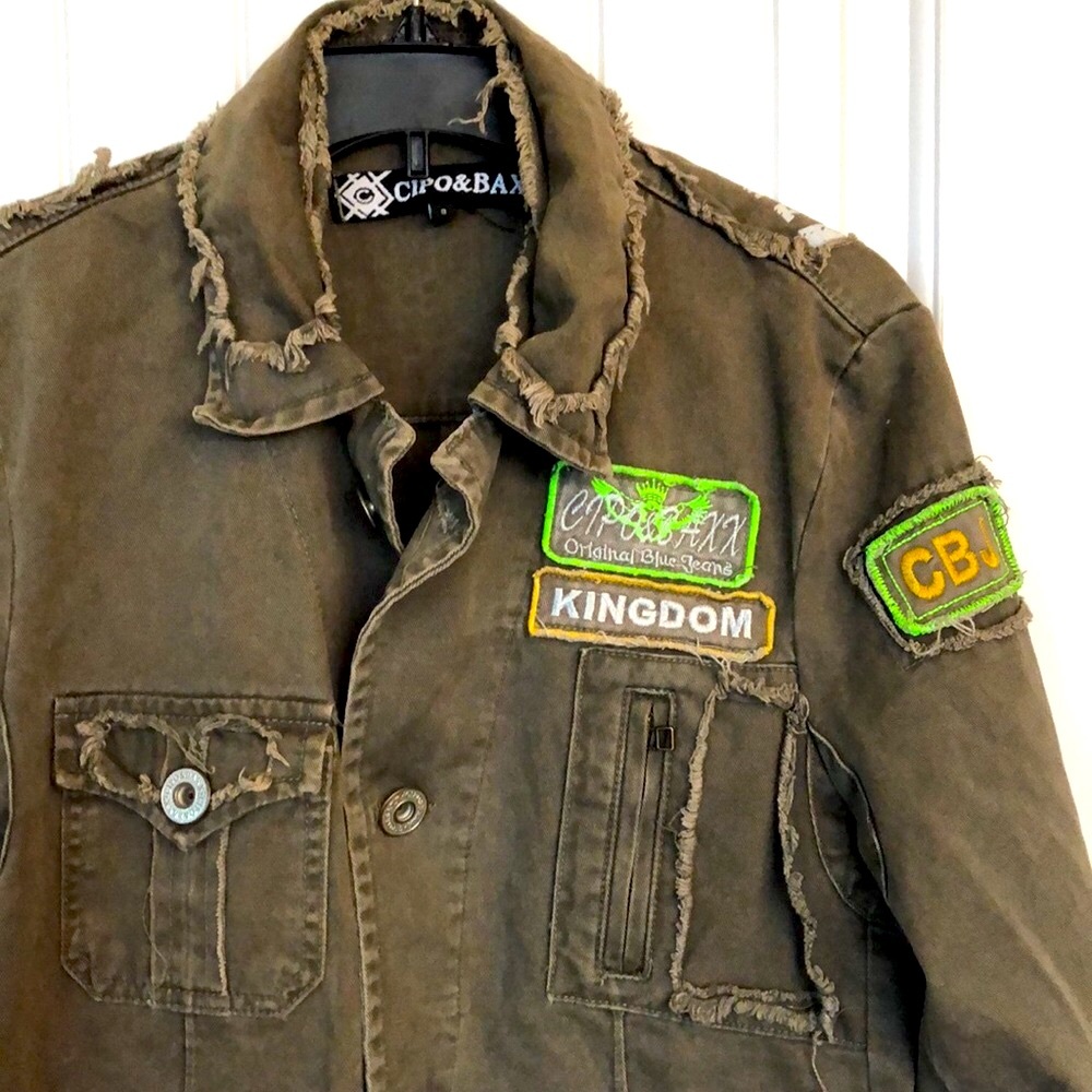 Cipo & Baxx Men's Jacket Military Style Air Force Green Size S Army Mod Coat